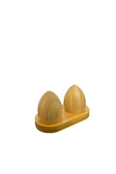 Kitchen Crazy Bamboo Egg Salt and Pepper Shakers