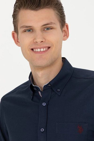 U.S. Polo Assn. Мъжка тъмносиня риза с дълъг ръкав