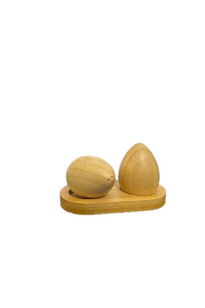 Kitchen Crazy Bamboo Egg Salt and Pepper Shakers