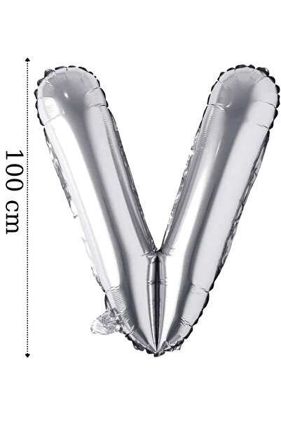 Happyland بالون فويل حرف V هيليوم 100 سم لون فضي