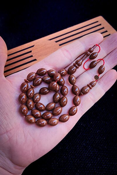 Vip Kehribar 8x12 ملم بني - مسبحة صلاة فاتح إرباباشان ماستر