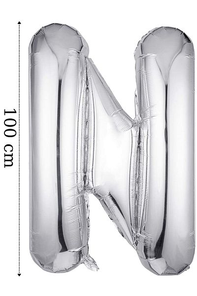 Happyland Foil Balloon Letter N Helium Balloon 100 Cm Silver Color