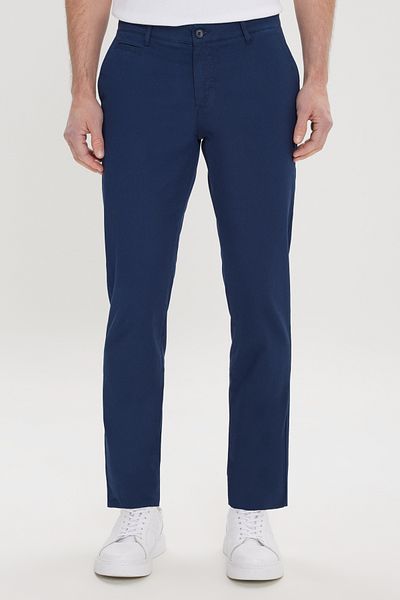 ALTINYILDIZ CLASSICS Men's Navy Blue Slim Fit Slim Fit Cotton Dobby Stretchy Side Pocket Trousers
