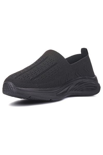 Allyup Balerini de damă din tricotaje negre - Pantofi flexibili, respirabili, cu model confortabil și ușor 01