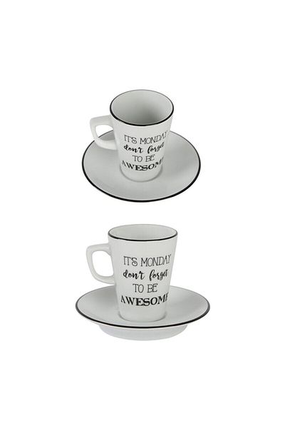 Porland Be Happy - 95cc Model 2-Piece Coffee Cup with Saucer