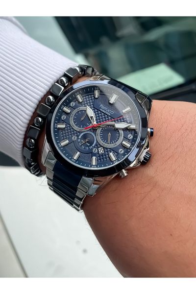 Ferrucci ALL MECHANISMES ACTIVE Steel Case Steel Band Men's Wrist Watch with Bracelet gift