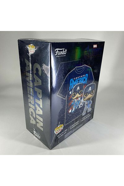 Funko مجموعة بوب آند تي كابتن أمريكا#450 GITD + XL تي شيرت FYE شخصية حصرية