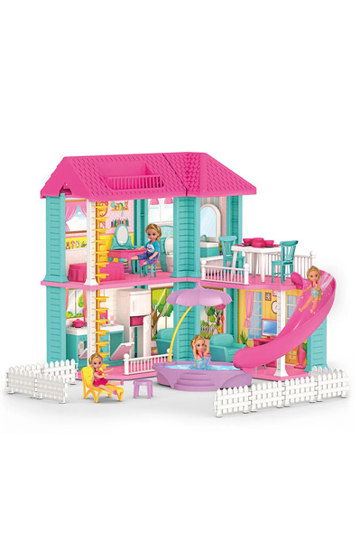SUDESA OYUNCAK MİLA'NIN MİAMİ EVİ 2 KATLI KAYDIRAKLI HAVUZ SETİ ( 1 ADET BEBEK )