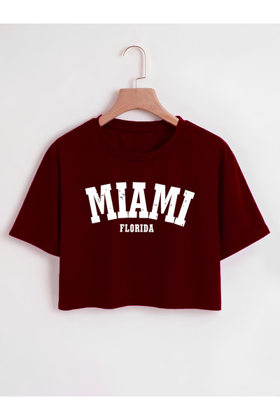 Ginevra Tricou de damă oversize cu decolteu tripu cu imprimeu Miami
