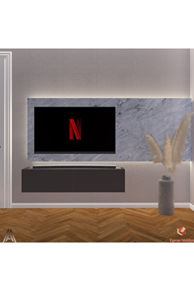 Egecan Mobilya Antrasit 100 Cm Tv Ünitesi Tv Sehpası Duvar Rafı Kitaplık