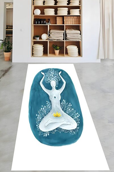 linazaitun Soyut İnsan Meditator Desenli Yıkanabilir Kaymaz Taban Leke Tutmaz...