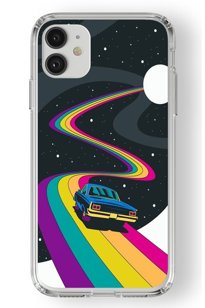Multitronic حافظة شفافة مطبوعة بتصميم Space Rider متوافقة مع هاتف iPhone 11