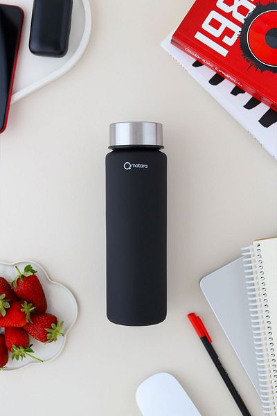 Qmatara Premium 550Cc Matte Black Glass Flask