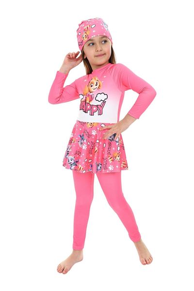 ÖYKÜ KİDS Beaded Girl's Stylish Swimsuit with Skirt Detail
