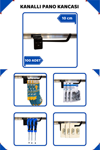 Manken İstanbul 100 قطعة من خطافات اللوحة السوداء - شماعة رف 10 سم