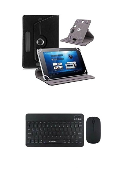 corcishop Hometech Alfa 10BT 10.4 İnç Uyumlu Kılıf Universal Standlı Kablosuz Bluetooth Klavye Mouse Set
