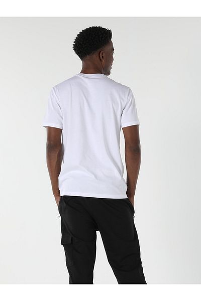 Colin's Tricou cu mânecă scurtă pentru bărbați, alb, cu decolteu, cu croială normală, Cl 1057570