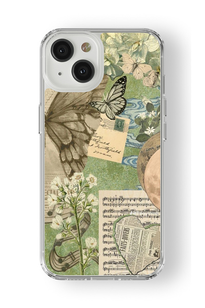 Multitronic حافظة شفافة مطبوعة باللون الأخضر بتصميم كولاج أخضر متوافق مع iPho...