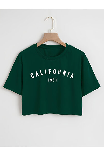 Ginevra Γυναικείο μπλουζάκι Oversize Crew Neck California Printed Crop