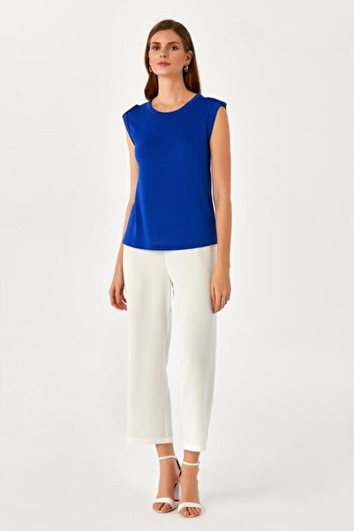 İKİLER Omuzu Apoletli ve Düğmeli Double Kol Bluz 024-1029