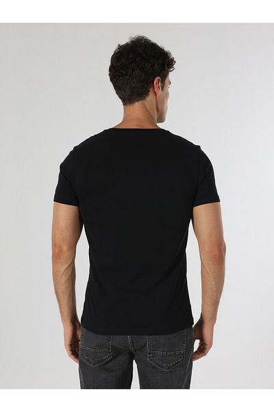 Colin's Slim Fit V-Neck Black Men's Short Sleeve T-Shirt