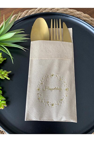 kidspartim منديل ترحيب بإطار نجمة كرافت ذهبية مذهبة مع جيوب 12 قطعة