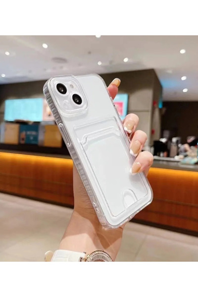 Go Aksesuar Iphone 15 Uyumlu Şeffaf Kartlıklı Kamera Korumali ESNEK SİLİKON K...