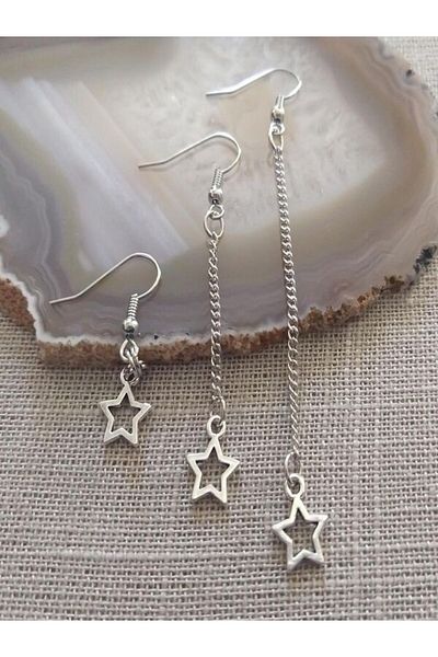 LE&DA Accessory Triple Star Y2K Steel Earrings