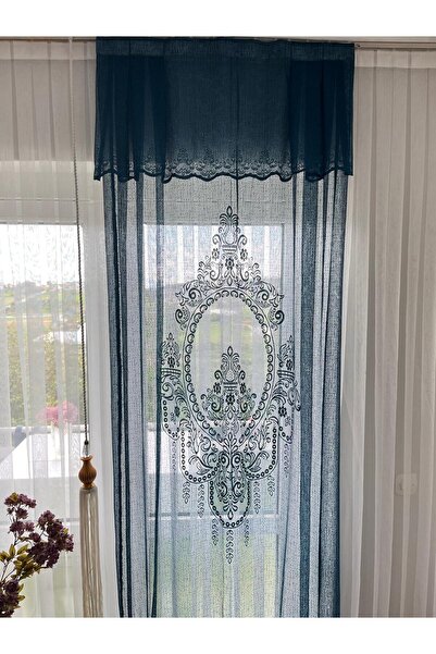 Üçbey ΜΠΛΕ Χρώμα Τούλι Κουρτίνα Μοντέλο - Διακόσμηση Σαλονιού, Έτοιμο Τούλι Φόντο, Ρυθμιζόμενο Μέγεθος (100X270)