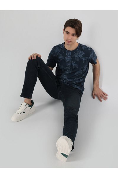 Colin's Navy Blue Regular Fit Crew Neck Men's T-Shirt - Cl 1062709