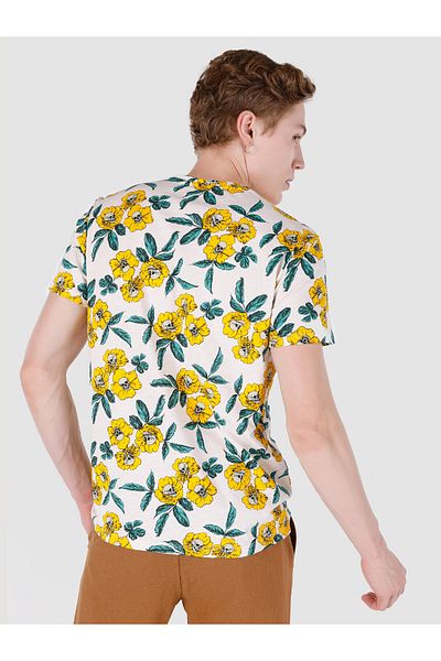Colin's Tricou alb cu mânecă scurtă pentru bărbați - decolteu, cu croiala normală Cl 1062718