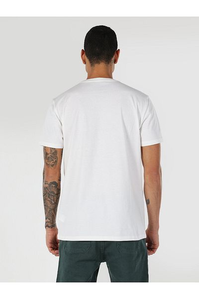 Colin's Tricou alb cu mânecă scurtă pentru bărbați, cu croiala normală, cu gâtul rotund - Cl 1062794