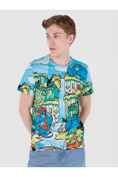 Colin's Tricou cu mânecă scurtă pentru bărbați, cu imprimeu multicolor, cu decolteu rotund, Cl 1062671