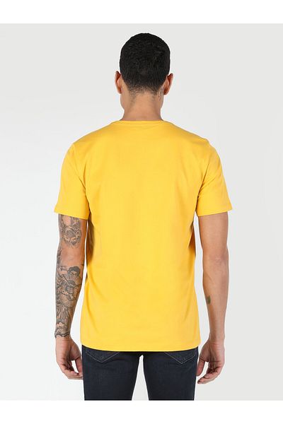 Colin's Tricou galben cu mânecă scurtă pentru bărbați - decolteu, cu croiala normală Cl 1061801