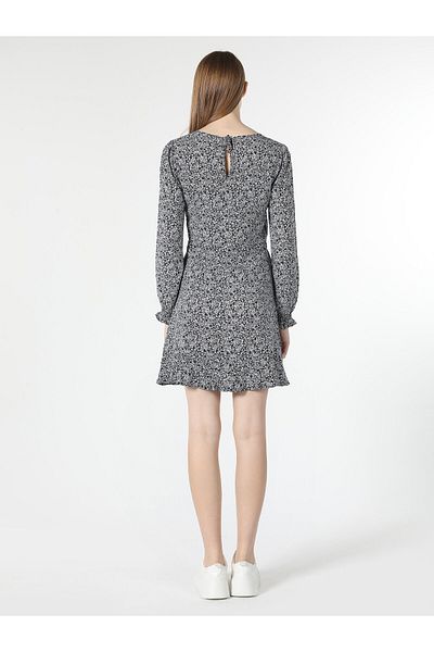 Colin's Navy Blue Slim Fit Floral Printed Women's Dress - Cl 1061887