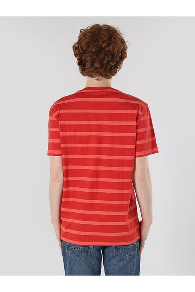 Colin's Men's Short Sleeve Striped T-Shirt - Crew Neck, Regular Fit, Red Cl 1062850