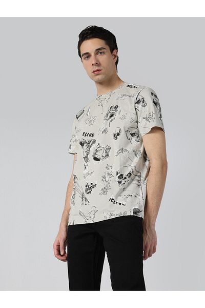 Colin's Gray Crew Neck Printed Men's Short Sleeve T-Shirt - Regular Fit Cl 1062685