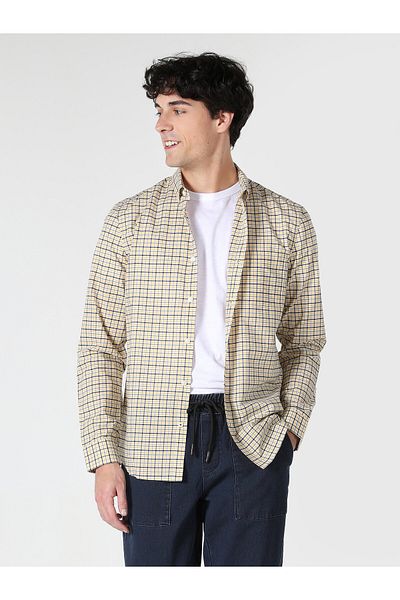Colin's Жълта мъжка риза с дълъг ръкав Slim Fit - CL1062820