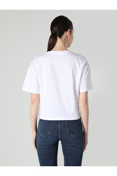 Colin's Tricou alb cu imprimeu cu gât crew pentru femei - Regular Fit, mânecă scurtă Cl 1062549