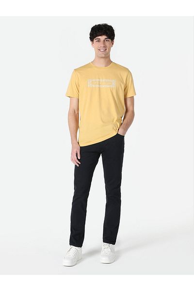 Colin's Men's Yellow Short Sleeve T-Shirt - Regular Fit, Crew Neck - Cl 1062495