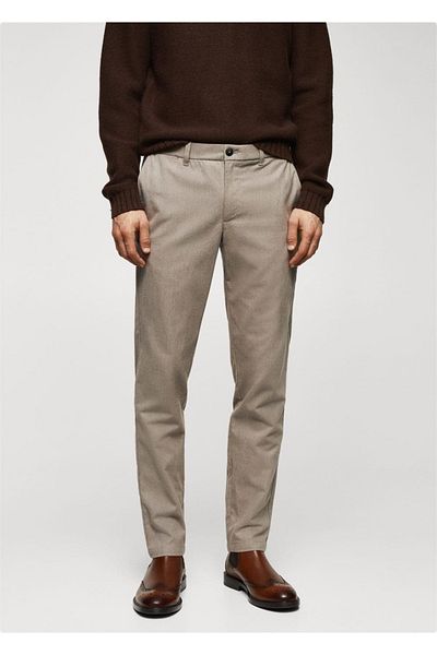 MANGO Man Slim-Fitting Molded Cotton Trousers