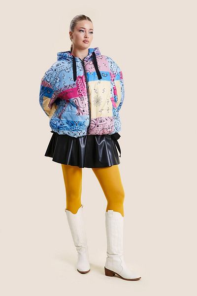 VERDA Palton scurt puf cu model
