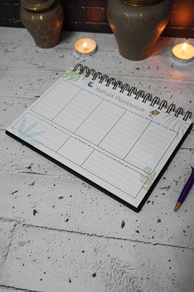 markcat Mustafa Kemal Atatürk Black Wooden Schedule Book - Undate Agenda - Weekly Planner - A5