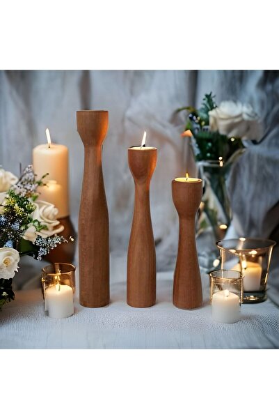 Vera Hediyelik Eşya Ahşap Dekoratif Mumluk Ahşap Şamdan Mumluk Meşe Gürgen Ka...