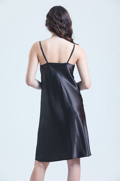 Magic Form Degaje Collar Satin Thin Straps Short Women's Nightgown - 7790