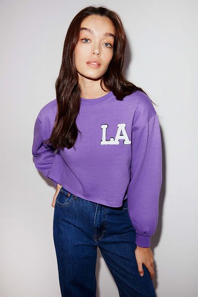 GRIMELANGE Clara Women's Crew Neck Purple Sweatshirt