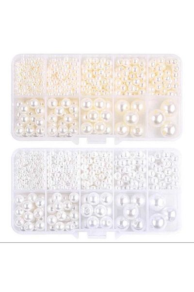 yiğit aksesuar White and Cream Pearl beads set jewelry making supplies