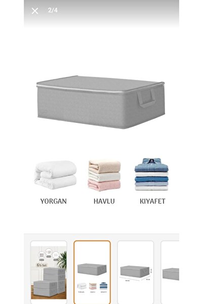 St Morritz 6 Adet Büyük Boy Baza Altı Düzenliyici Hurç | Çekyat - Baza Altı | 64x45x22 Cm