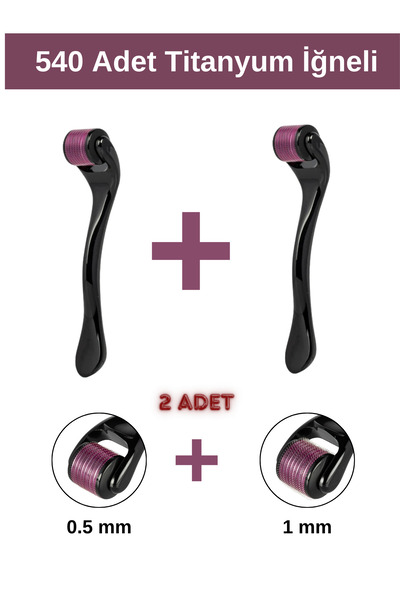 Dermaroller 540 إبرة تيتانيوم 0.5 مم + 1 مم 2 عبوة ديرمارولر للشعر ديرمارولر ...