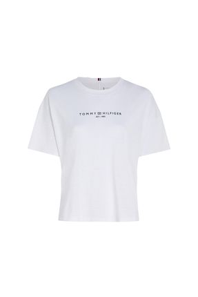 Tommy Hilfiger Bisiklet Yaka Bask l Beyaz Kad n T Shirt ESS MINI CORP RELAXED TEE Fiyat Yorumlar Trendyol